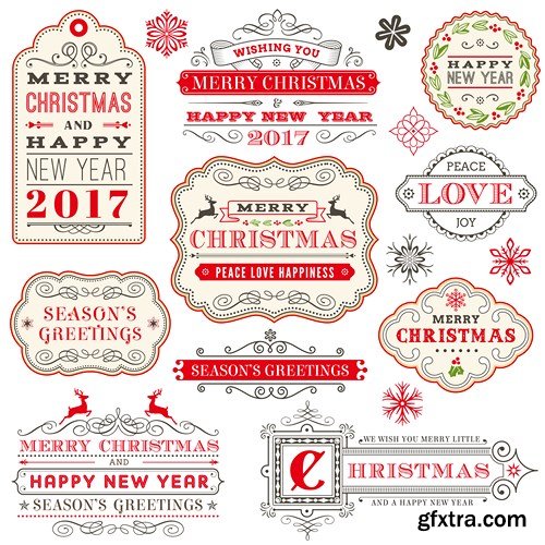 Christmas Labels & Stickers #2, 25xEPS Christmas Labels & Stickers #2, 25xEPS