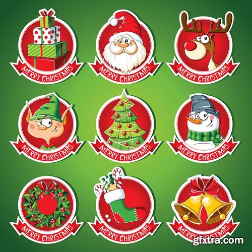 Christmas Labels & Stickers #2, 25xEPS Christmas Labels & Stickers #2, 25xEPS