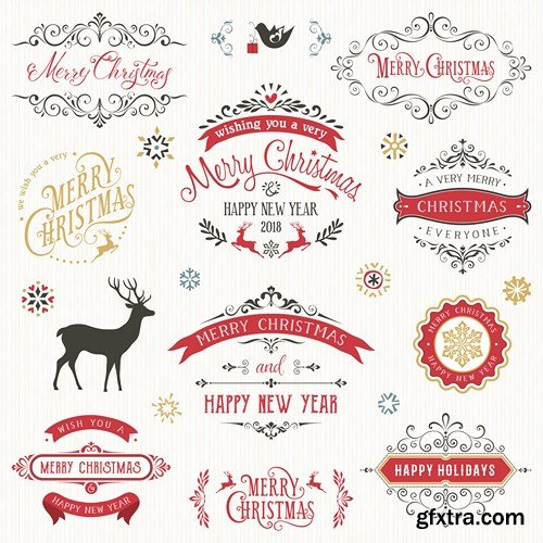 Christmas Labels & Stickers #2, 25xEPS Christmas Labels & Stickers #2, 25xEPS