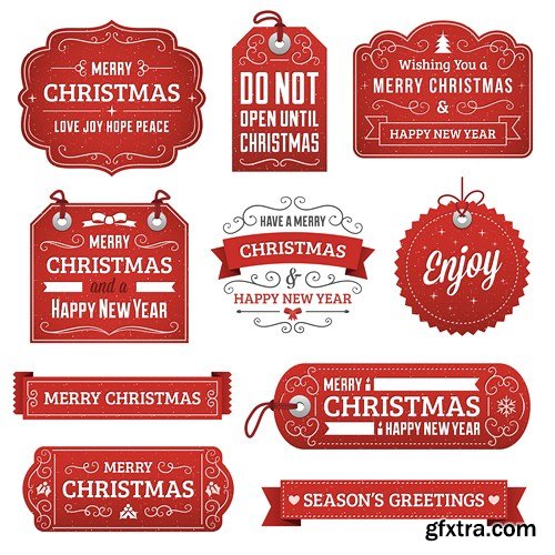 Christmas Labels & Stickers #2, 25xEPS Christmas Labels & Stickers #2, 25xEPS