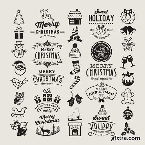 Christmas Labels & Stickers #2, 25xEPS