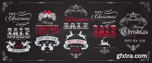 Christmas Labels & Stickers #2, 25xEPS Christmas Labels & Stickers #2, 25xEPS