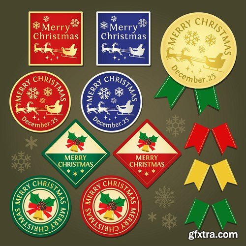 Christmas Labels & Stickers #2, 25xEPS Christmas Labels & Stickers #2, 25xEPS