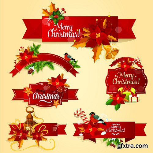 Christmas Labels & Stickers #2, 25xEPS Christmas Labels & Stickers #2, 25xEPS