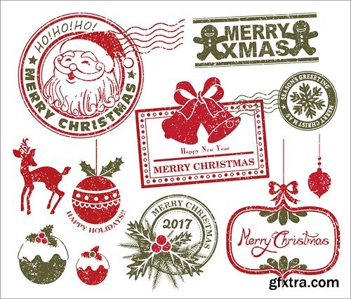 Christmas Labels & Stickers #2, 25xEPS Christmas Labels & Stickers #2, 25xEPS