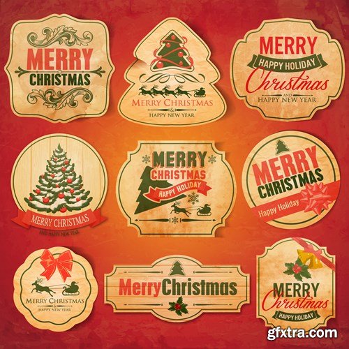 Christmas Labels & Stickers #2, 25xEPS Christmas Labels & Stickers #2, 25xEPS