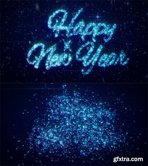 Happy New Year.1.New years eve intro and opener blue snow and snowflakes