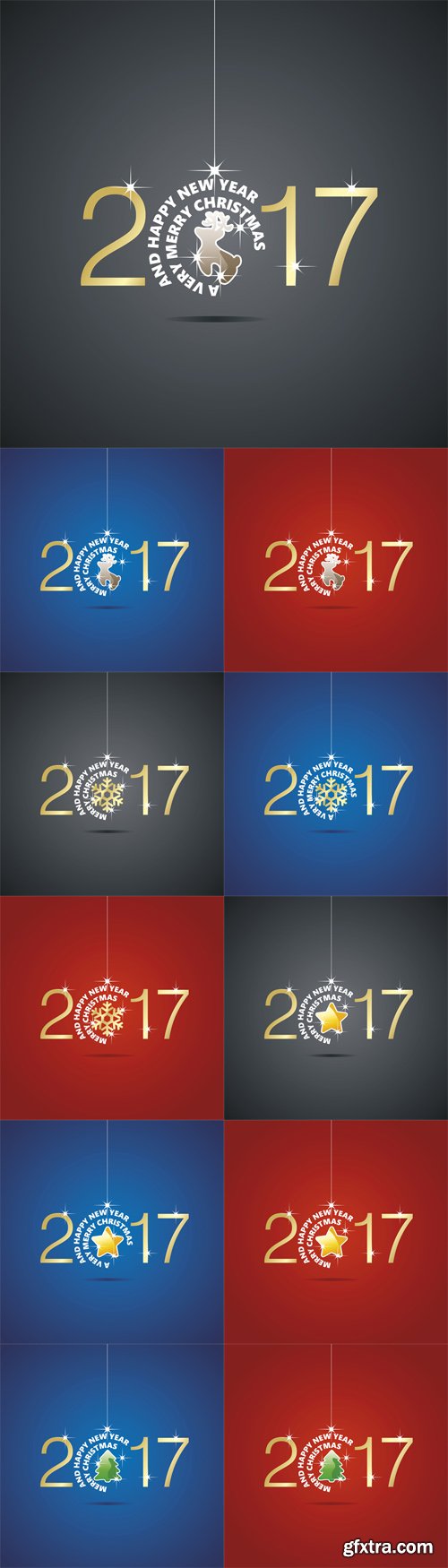 Vector Set - Happy New Year 2017 Christmas Ball