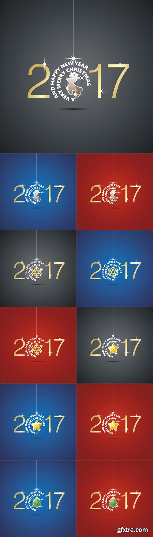 Vector Set - Happy New Year 2017 Christmas Ball Vector Set - Happy New Year 2017 Christmas Ball