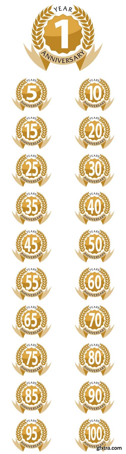 Vector Set - Years Ribbon Anniversary 2