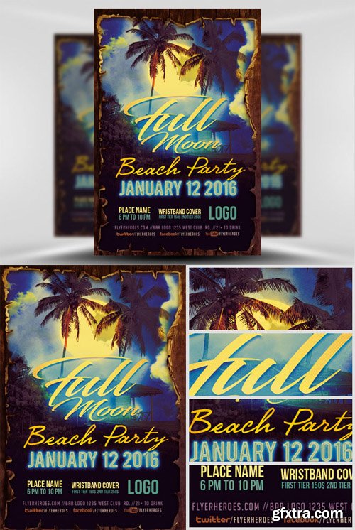 Full Moon Beach Party Flyer Template v2 Full Moon Beach Party Flyer Template v2