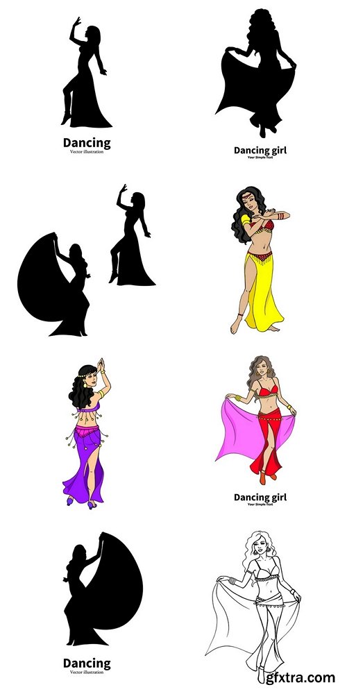 Silhouette Bollywood Eastern belly dancing girl