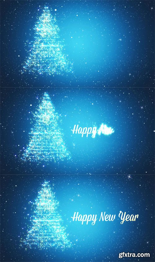 Looped background with Christmas tree of magic particles. Winter festive background with falling snowflake Looped background with Christmas tree of magic particles. Winter festive background with falling snowflake