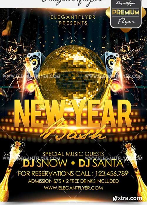 New Year Bash V4 Flyer PSD Template + Facebook Cover