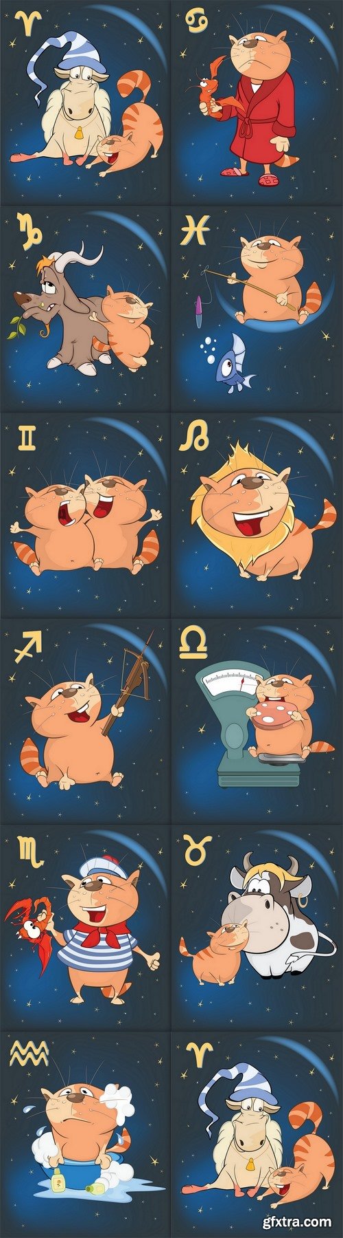 Zodiac Signs by Capricorn Cartoon Character 11xEPS