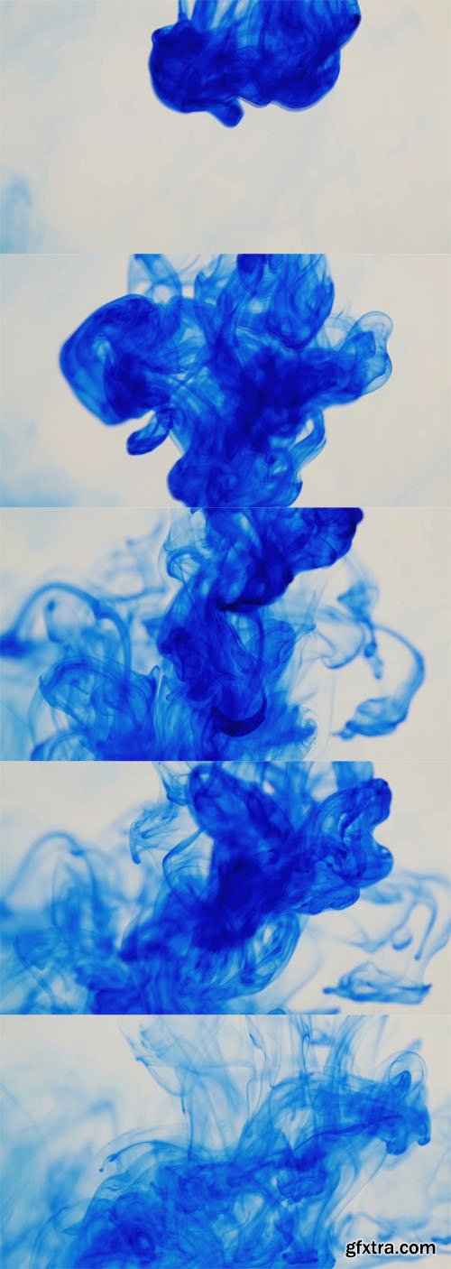 Winter background. Blue cold ink in water. Slow motion