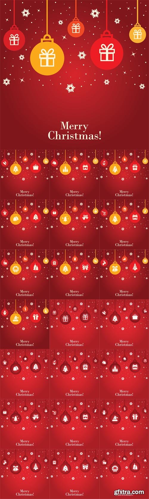 Vector Set - Red Christmas Backgrounds with Gifts Vector Set - Red Christmas Backgrounds with Gifts
