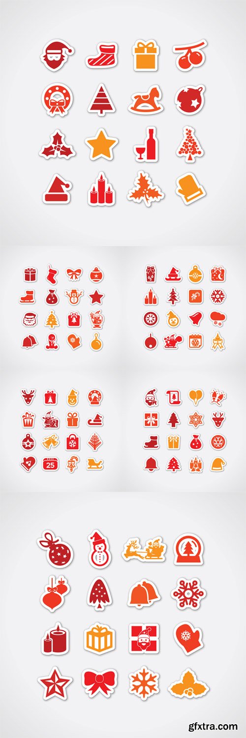 Vector Set - Christmas Stickers Decorations