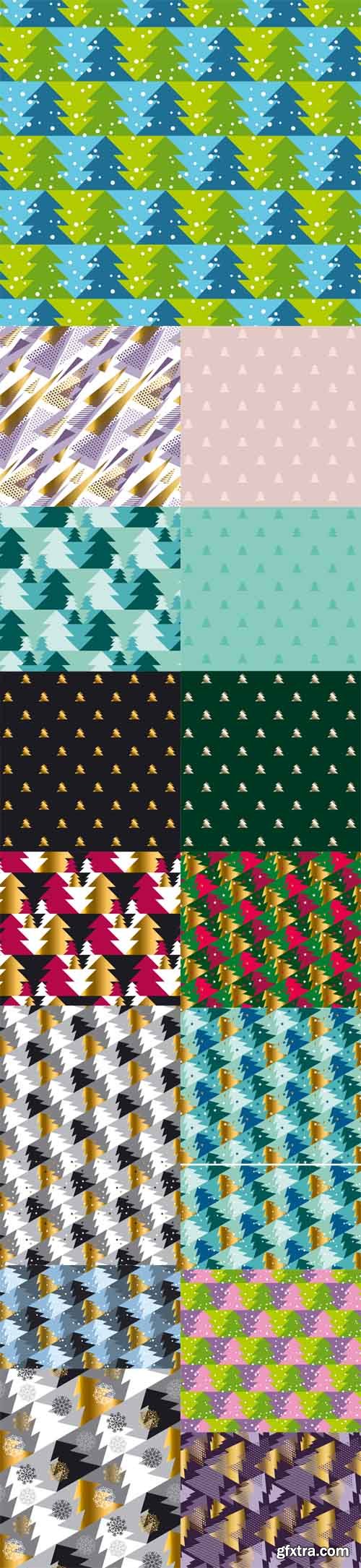 Vector Set - Christmas Tree Seamless Modern Patterns Vector Set - Christmas Tree Seamless Modern Patterns