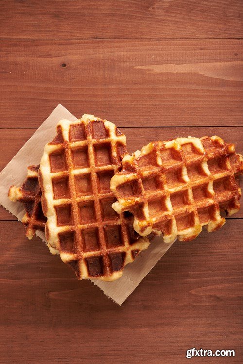Belgian waffles on a wooden table - 26xUHQ JPEG