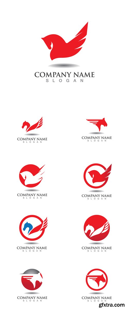 Vector Set - Pegasus Horse Flying Logos Vector Set - Pegasus Horse Flying Logos