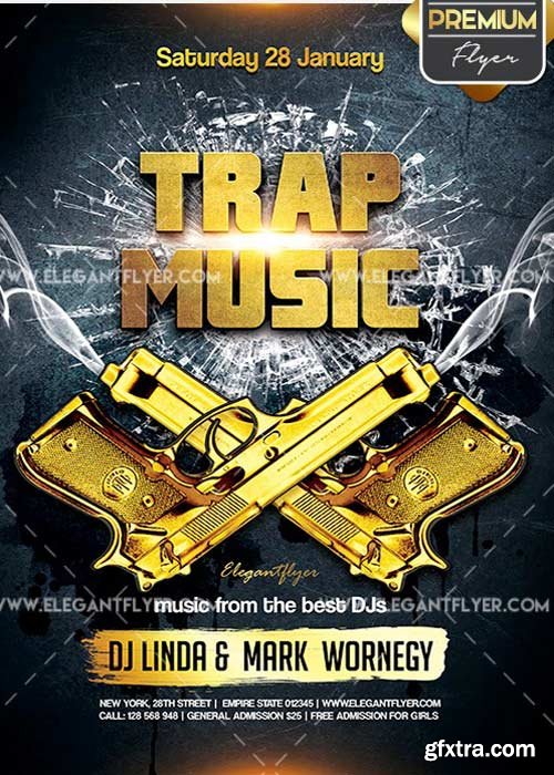 Trap Music V1 Flyer PSD Template + Facebook Cover