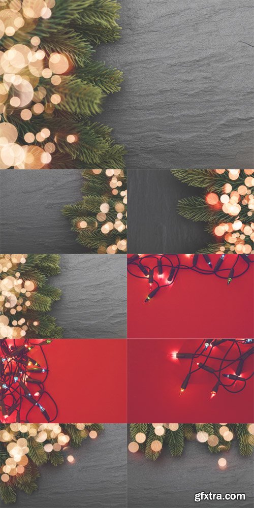 Photo Set - Christmas Fir Branches and Lights Photo Set - Christmas Fir Branches and Lights