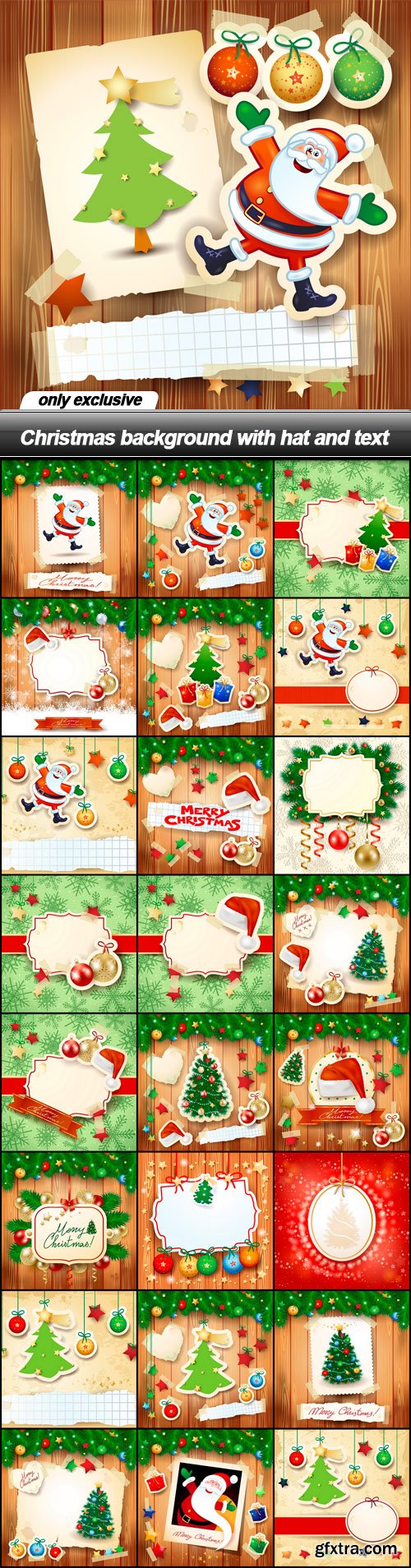 Christmas background with hat and text - 25 EPS
