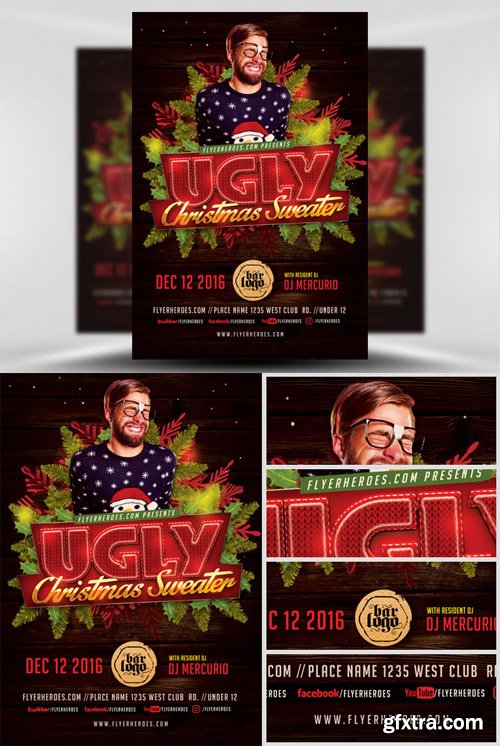 Ugly Sweater Christmas Flyer Template v2 Ugly Sweater Christmas Flyer Template v2