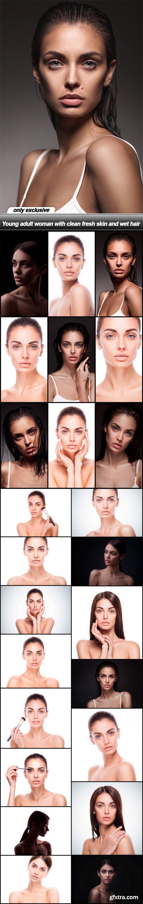 Young adult woman with clean fresh skin and wet hair - 24 UHQ JPEG