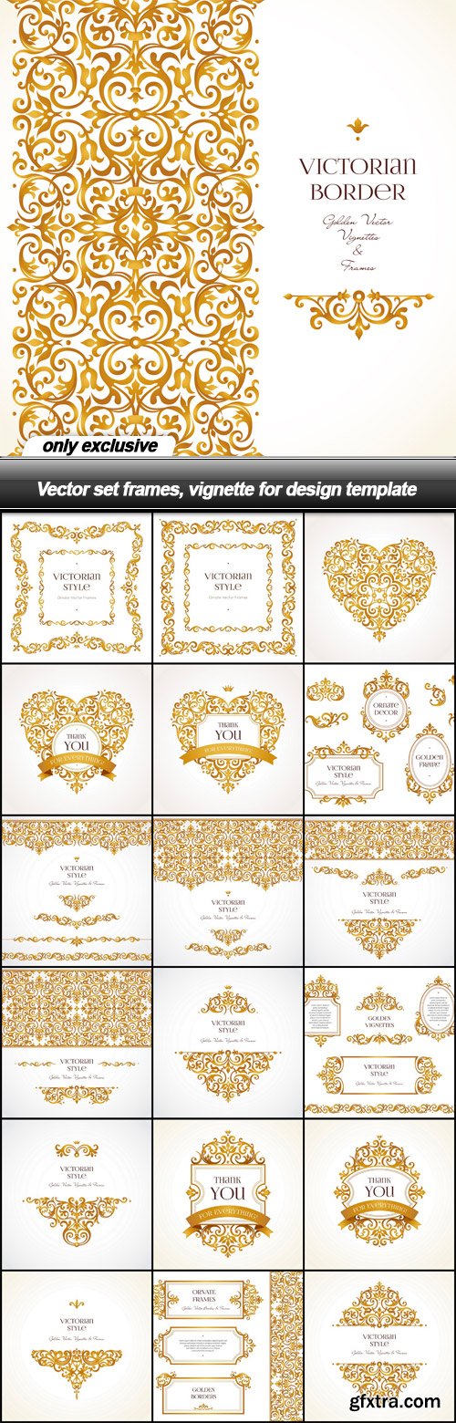 Vector set frames, vignette for design template - 19 EPS