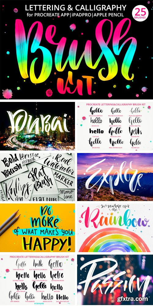 CM 977595 25 Lettering Brushes for Procreate » GFxtra