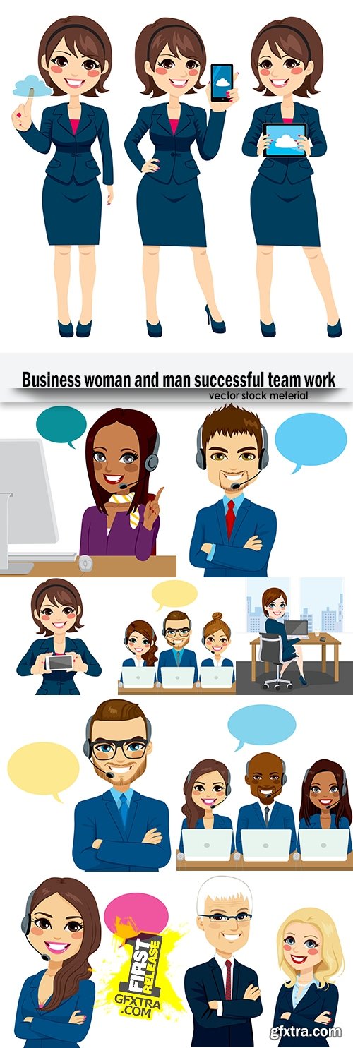 Business woman and man successful team work