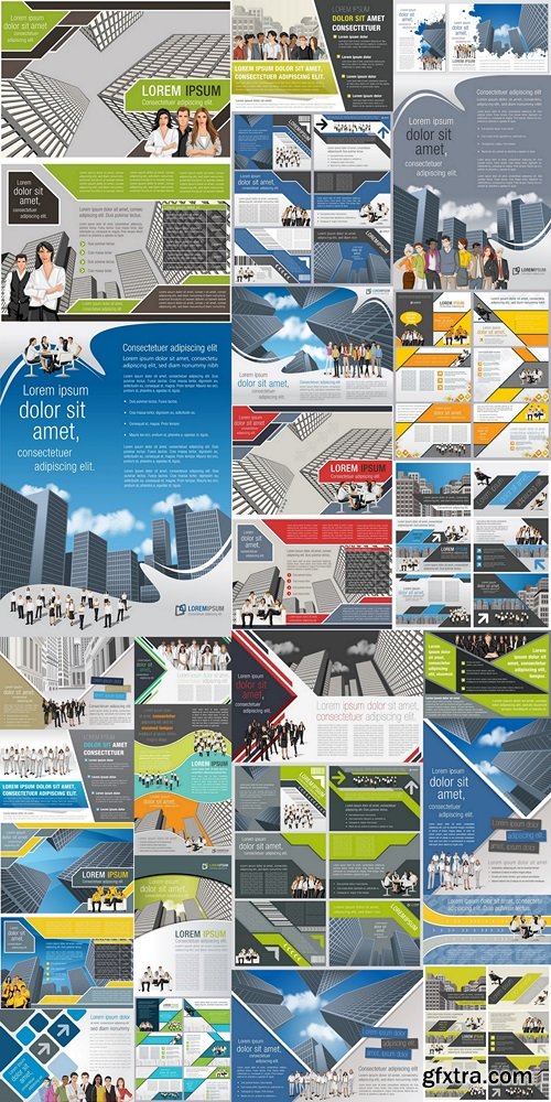 Template for advertising brochure with business people in the city
