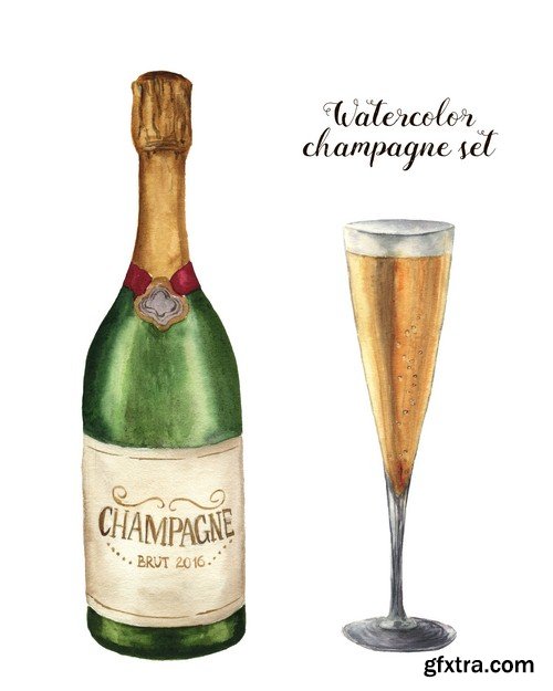 Illustration of champagne - 5 UHQ JPEG