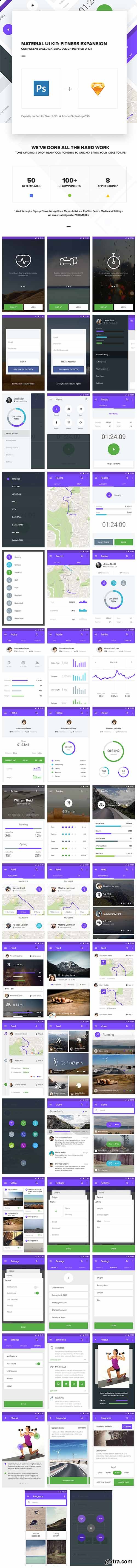 Material UI Kit: Fitness - Material Design for fitness apps