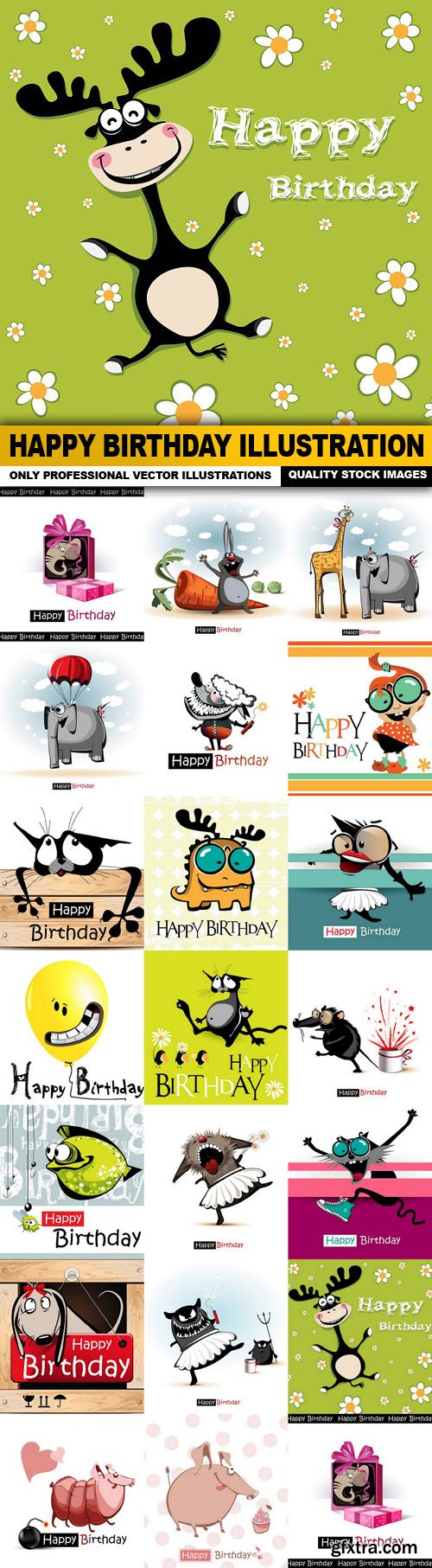Happy Birthday Illustration - 20 Vector Happy Birthday Illustration - 20 Vector