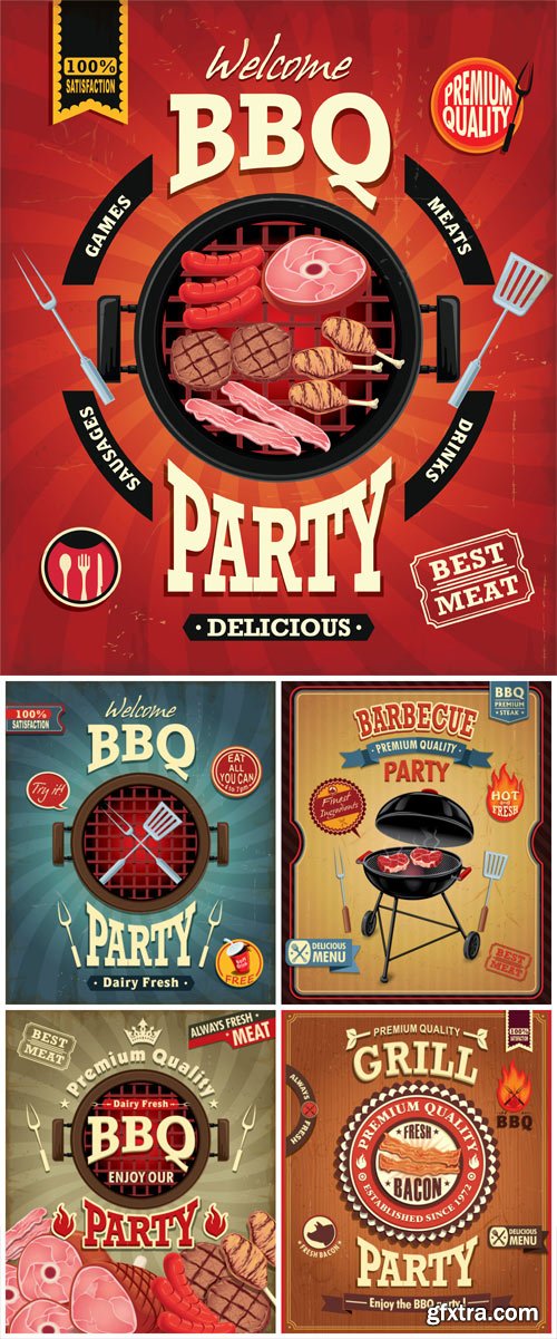 Vintage barbecue vector poster design