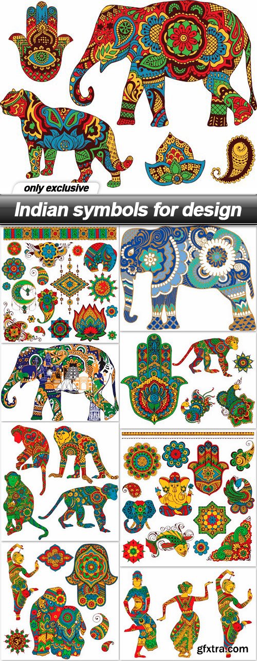 Indian symbols for design - 9 EPS