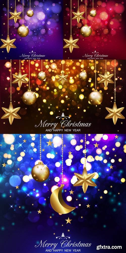 Christmas Background with Abstract Bokeh Lights, Christmas Golde