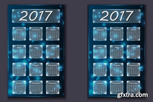 Collection of calendar of 2017 banner flyer in different colors 25 EPS