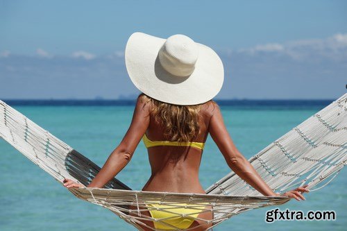 The beautiful girl on the paradise beach 2 - 20xUHQ JPEG Photo Stock