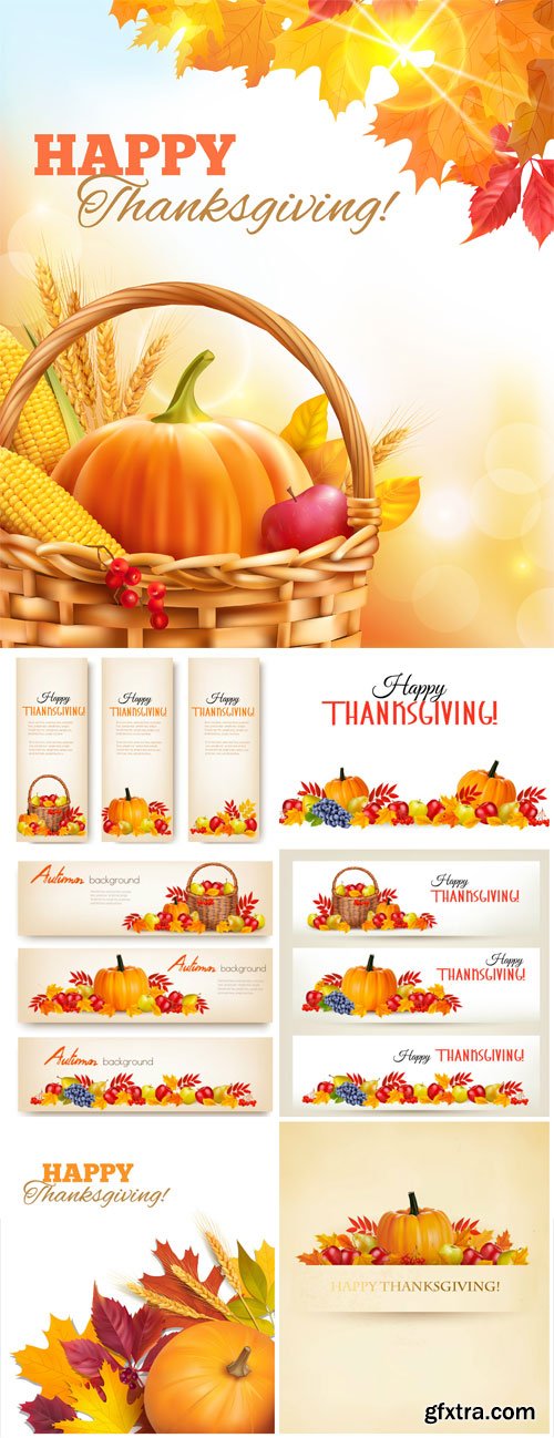 Vector banners and backgrounds with autumn compositions