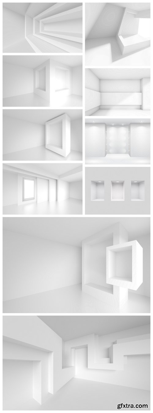 3d White Empty Room, Gallery Interior 10X JPEG