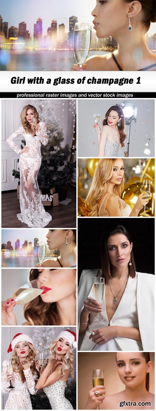 Girl with a glass of champagne 1 - 8 UHQ JPEG