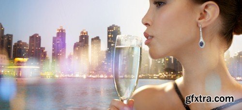 Girl with a glass of champagne 1 - 8 UHQ JPEG