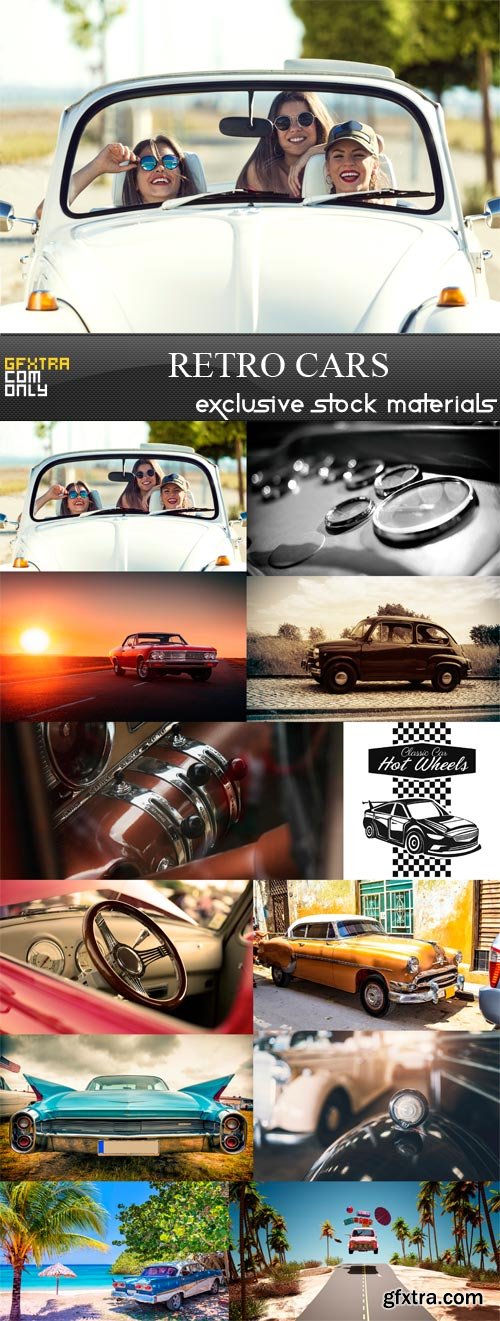 Retro Cars - 12 x JPEGs