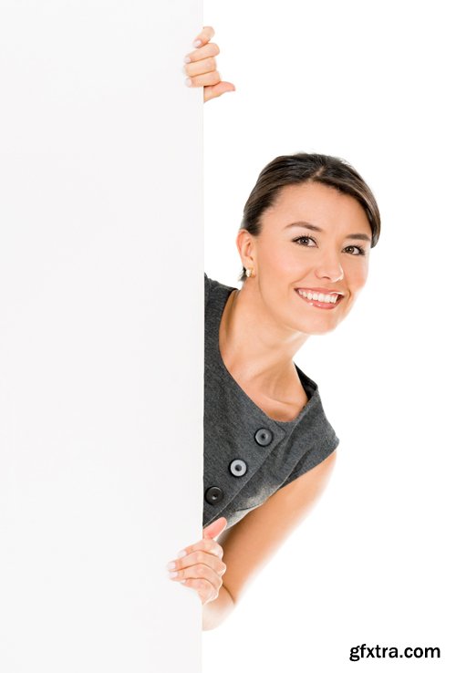Woman with blank - UHQ Stock Photo