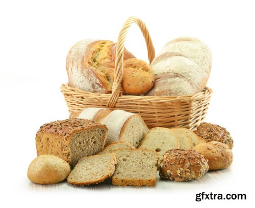Bread on white background - UHQ Stock Photo