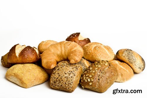 Bread on white background - UHQ Stock Photo